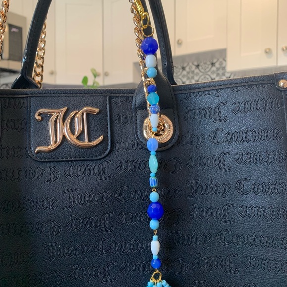 Blue Beaded Bag Charm Keychain - Picture 6 of 8